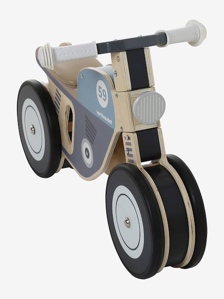 Wooden FSC®100% motorcycle ride-on toy blue 