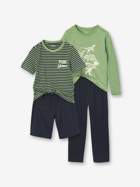 Pack of 2 Dino Pyjamas for Boys green 