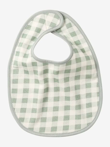 Vertbaudet Pack of 7 Newborn Bibs aqua green+chequered green+Light Green/Print+White 