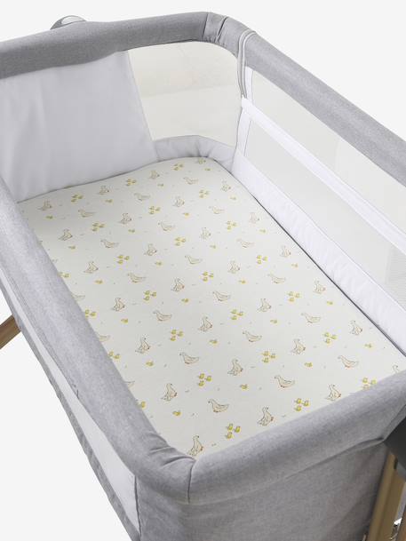 Pack of 2 Covers for Cots & Co-Sleeping Cribs, in Organic Cotton* Dark Blue/Print+printed white+twine+White 