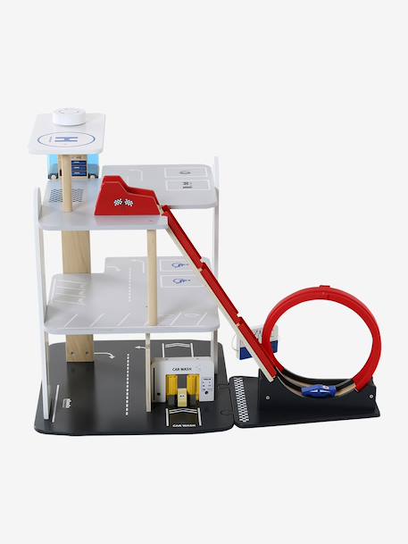 3-level garage with FSC® wooden loop-the-loop red 