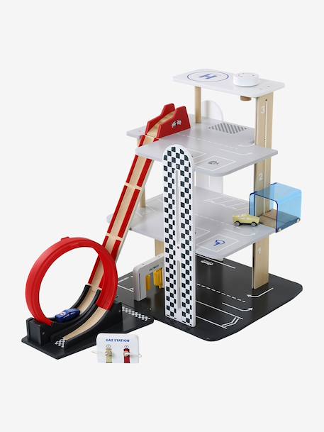 3-level garage with FSC® wooden loop-the-loop red 