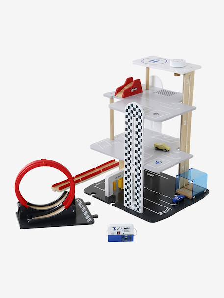 3-level garage with FSC® wooden loop-the-loop red 