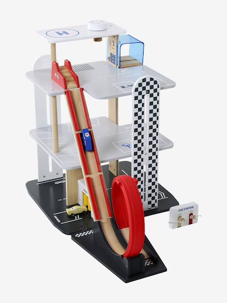 3-level garage with FSC® wooden loop-the-loop red 