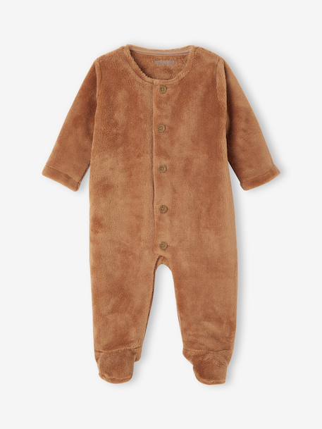 Onesie with Animal or Heart Print for Newborns chocolate+ecru 