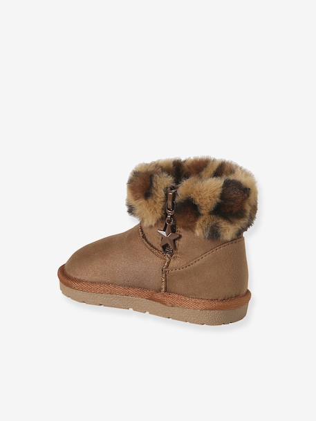 Water-Repellent Furry Boots with Zip for Babies camel 