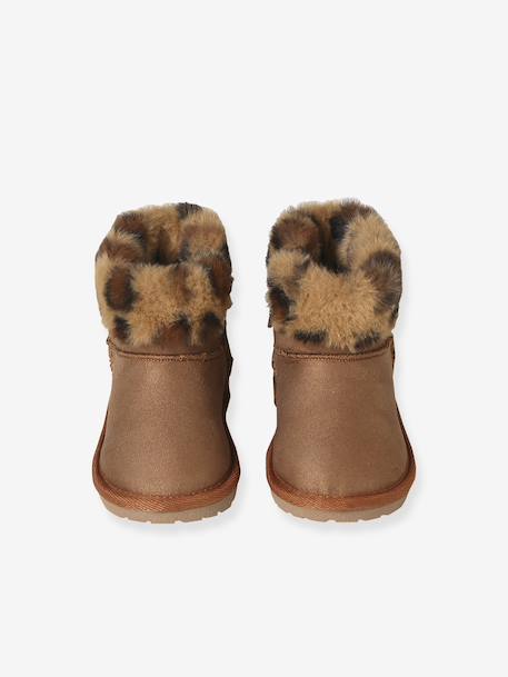 Water-Repellent Furry Boots with Zip for Babies camel 