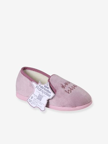 Elasticated Slippers for Children, Made in France printed pink 