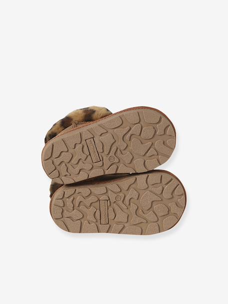 Water-Repellent Furry Boots with Zip for Babies camel 