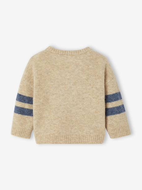 Knitted baby jumper with jacquard pattern marl beige 