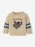 Knitted baby jumper with jacquard pattern marl beige 
