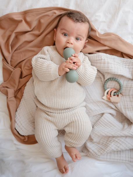 MUSHIE silicone rattle blue 