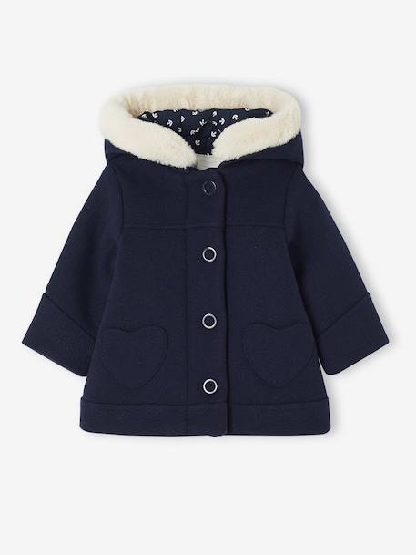 Coat with Hood for Baby Girls Light Grey+navy blue 
