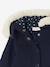Coat with Hood for Baby Girls Light Grey+navy blue 