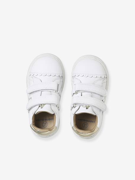 Trainers with leather velcro straps for babies gold+rosy+white 