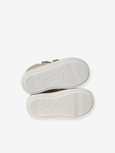 Trainers with leather velcro straps for babies gold+rosy+white 