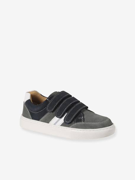 Trainers with leather velcro straps for children set grau 