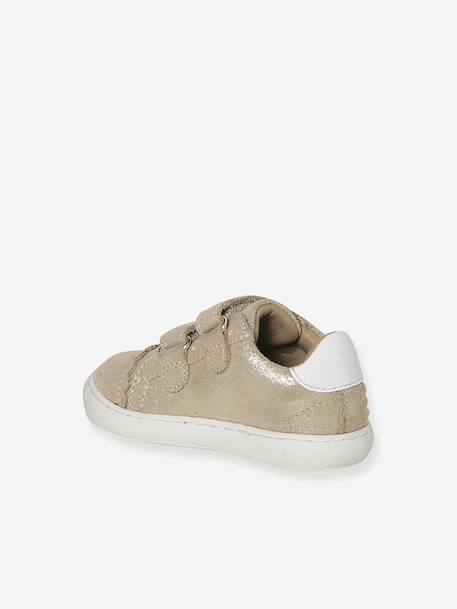 Trainers with leather velcro straps for babies gold+rosy+white 
