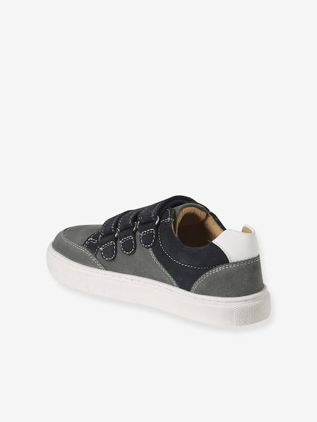 Trainers with leather velcro straps for children set grau 