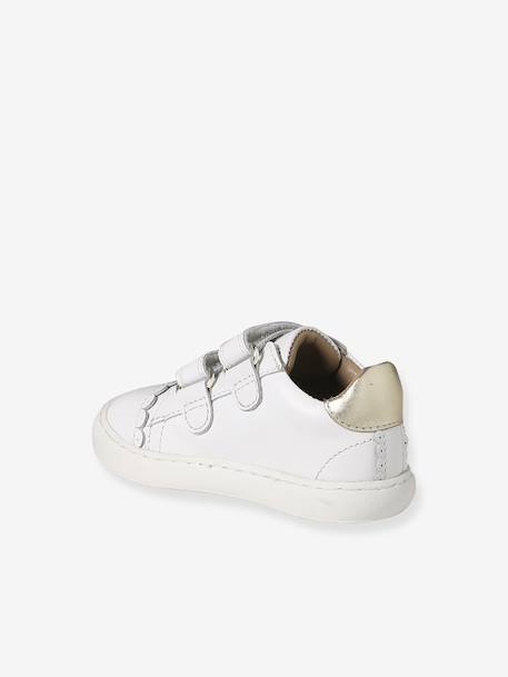 Trainers with leather velcro straps for babies gold+rosy+white 