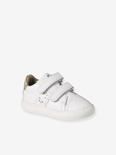 Trainers with leather velcro straps for babies gold+rosy+white 