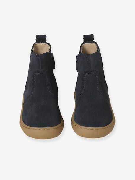Leather Zipped & Elasticated Chelsea Boots for Babies navy blue 