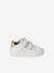 Trainers with leather velcro straps for babies gold+rosy+white 