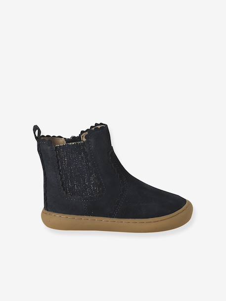 Leather Zipped & Elasticated Chelsea Boots for Babies navy blue 