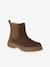Girls' elasticated and zipped leather boots black+camel 
