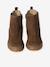 Girls' elasticated and zipped leather boots black+camel 