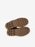 Girls' elasticated and zipped leather boots black+camel 