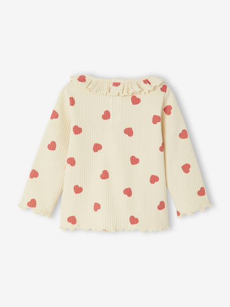 T-shirt for babies printed with little hearts old rose+vanilla 