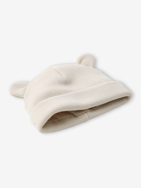 Bear Beanie with 3D Ears for Babies ecru 