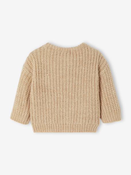 Chunky knit baby cardigan marl beige+sage green 