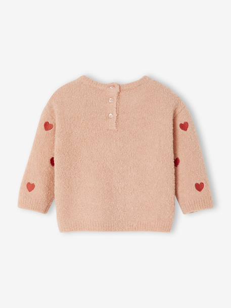 Embroidered little hearts baby jumper rosy 