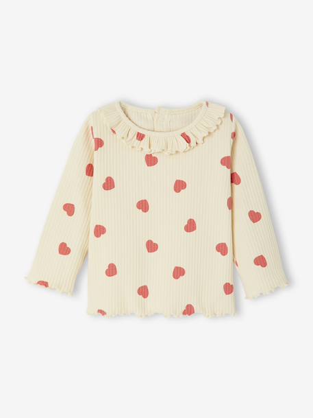 T-shirt for babies printed with little hearts old rose+vanilla 