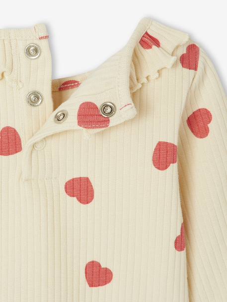 T-shirt for babies printed with little hearts old rose+vanilla 