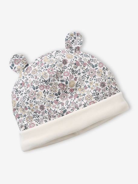 Sherpa-Lined Floral Print Beanie & Snood Set for Babies printed pink 