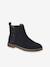 Girls' leather and glitter boots, nursery collection camel+navy blue 