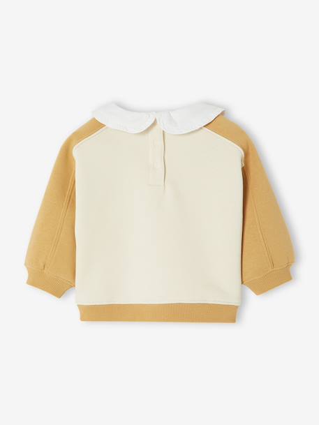 Girl's sweatshirt with a Peter Pan collar ochre 