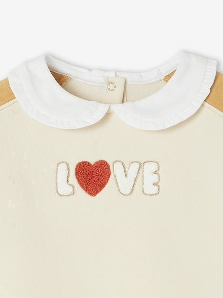 Girl's sweatshirt with a Peter Pan collar ochre 