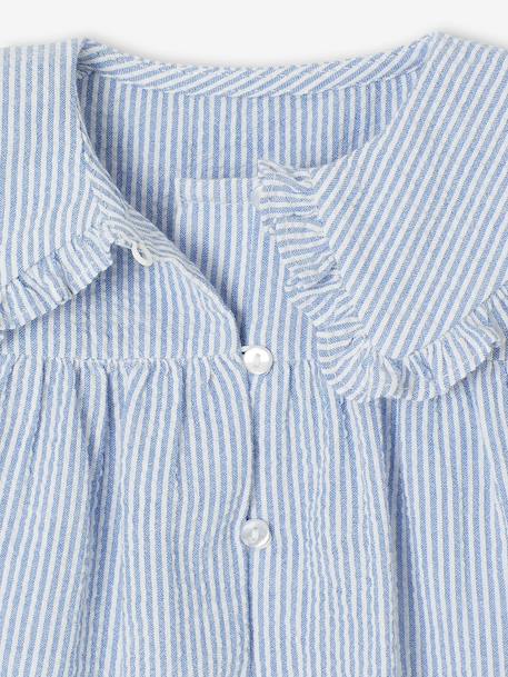 Striped seersucker blouse for babies striped blue 