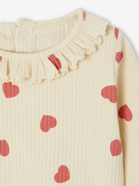 T-shirt for babies printed with little hearts old rose+vanilla 