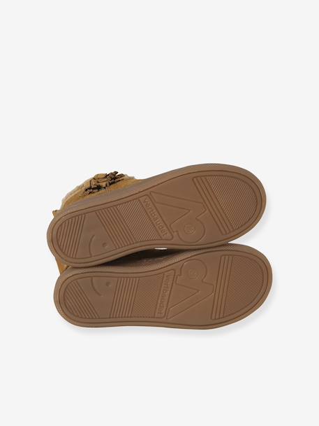 Girls' lined leather boots camel 