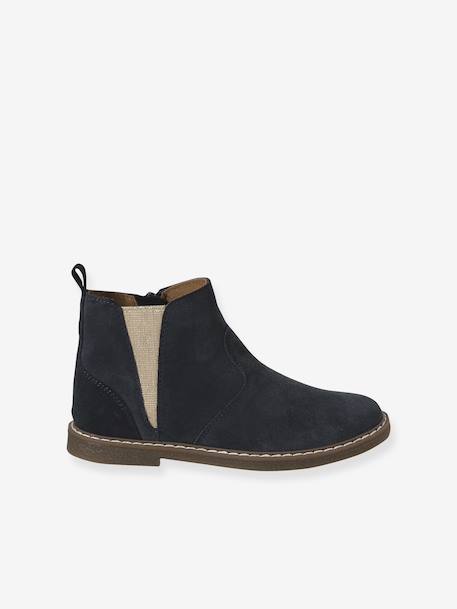 Elasticated Leather Boots for Children, Designed for Autonomy navy blue 