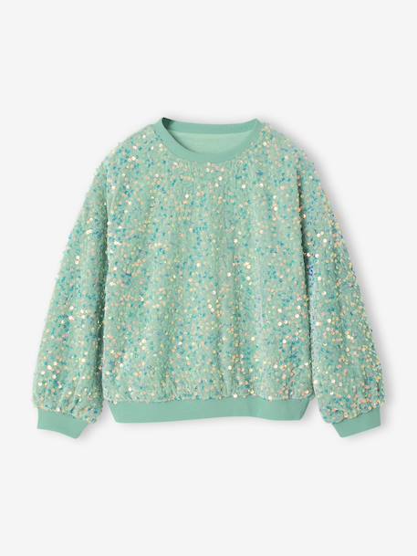 Sequinned Sweatshirt for Girls mauve+turquoise 