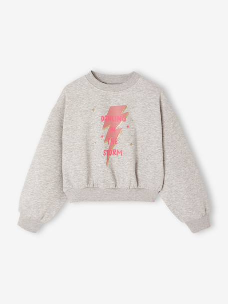 Cropped Sweatshirt with Glittery Detail for Girls marl grey 