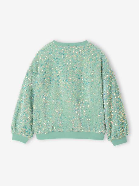 Sequinned Sweatshirt for Girls mauve+turquoise 
