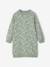 Fleece Dress with Bright Flowers for Girls sage green 