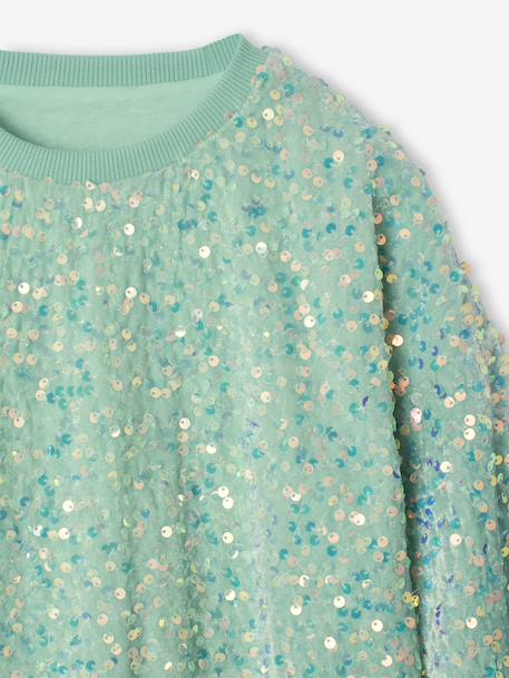 Sequinned Sweatshirt for Girls mauve+turquoise 